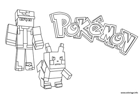 Coloriage Minecraft Pokemon Dessin Minecraft à imprimer