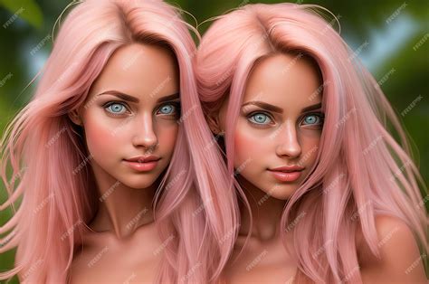 premium ai image cute twins pink barbie girl style illustration generative ai