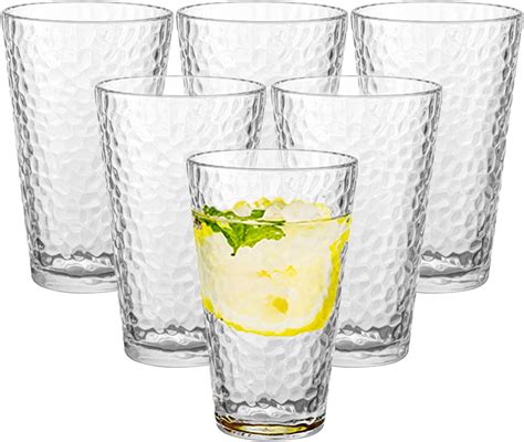 Binsakao Highball Glasses Set Of 6 Tall Drinking Glasses 335ml Cocktail Collin Glassware Glass