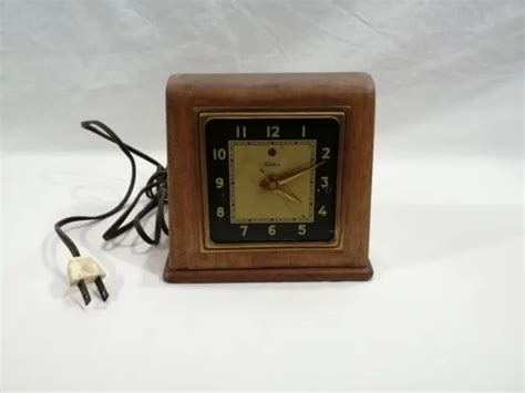 Vintage Telechron Art Deco Wood Case Mantel Clock H Np Works