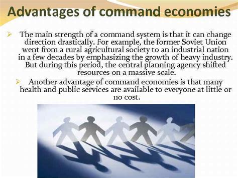 A command economy is an economy type where all aspects of production are centrally controlled by the government. Command economies The presentation is made by Marina