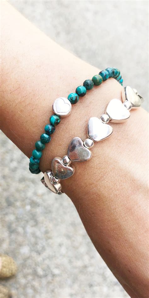 Silver Heart Friendship Heart Bracelet In Turquoise Hearts Bracelet