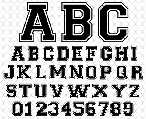 Alphabet Minimal Silhouette Varsity Font Svg College Font Svg Sport