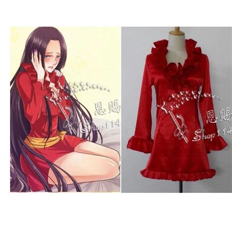 2016 One Piece Boa Hancock Cosplay Costume Pajamas Version In Red Hancock Dress In Anime