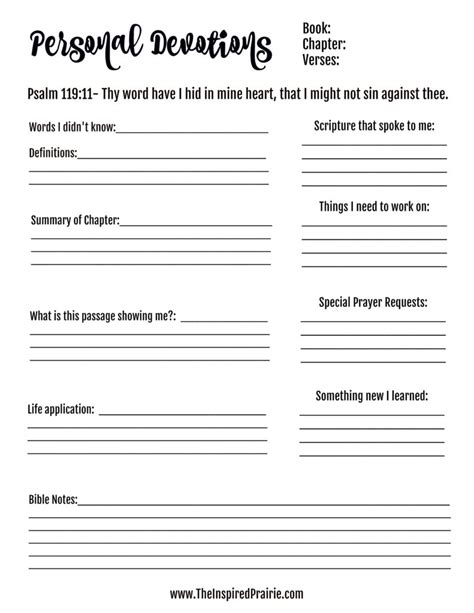 Bible Devotion Worksheets The Inspired Prairie