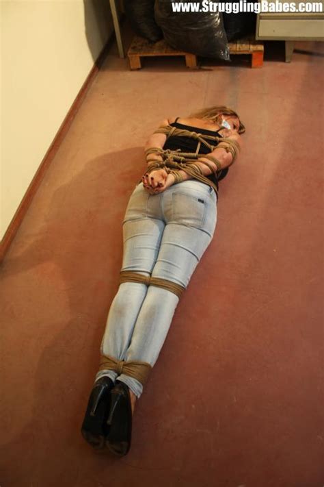 Gag Taped Blonde Chick In Jeans Gets Hogtie Xxx Dessert Picture 7