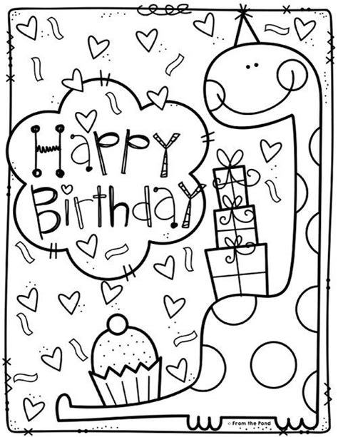 Happy Birthday Dinosaur Coloring Page