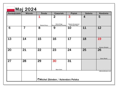 Kalendarze Maj 2024 Michel Zbinden Pl