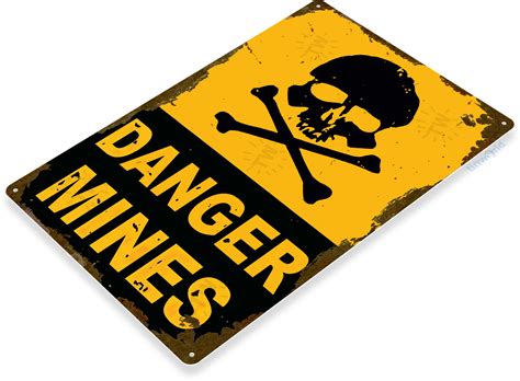 Danger Mines Sign A318 - TinWorld Caution & Warning Signs, tinsign.com