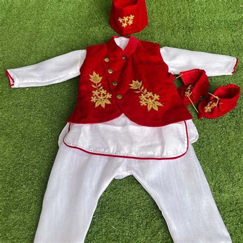 Pasni Boy Coat Set In Red Boutique Nepal