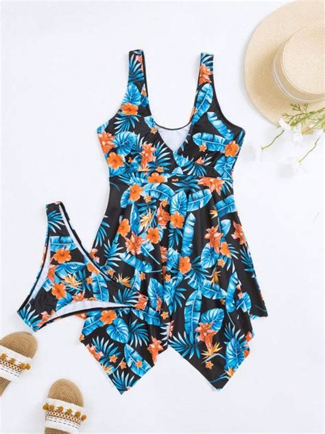Tropical Print Hanky Hem Bikini Swimsuit Lynks Shop