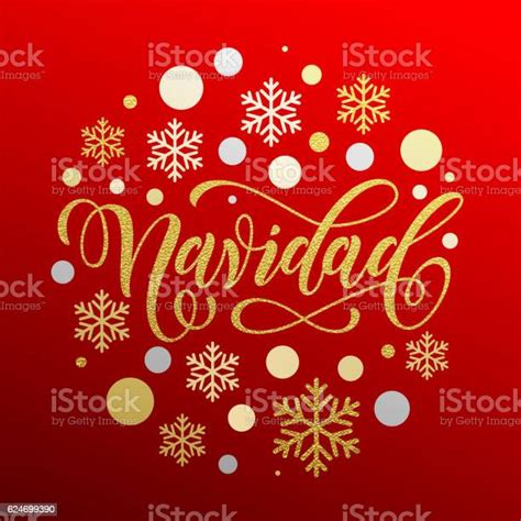 Christmas In Spanish Navidad Gold Calligraphy Stock Illustration