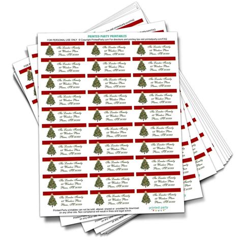 printable holiday address label template christmas tree