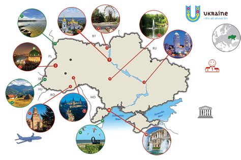 Вулиці і будинки на карті міста %city0%. Ukraine Karte mit Sehenswürdigkeiten