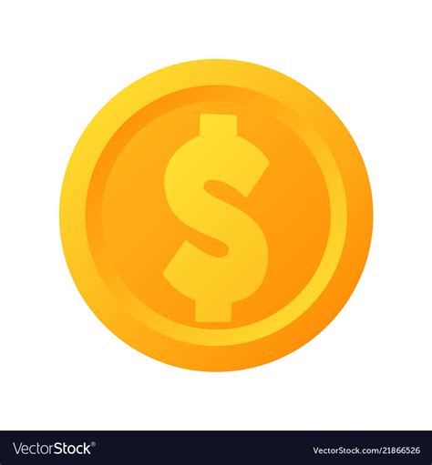 Flat Gold Dollar Coin Icon Isolated Royalty Free Vector