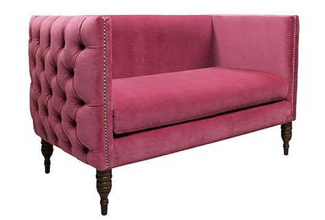 Pink Settee Tufted Sofa Upholstered Furniture Pink Settee Decor