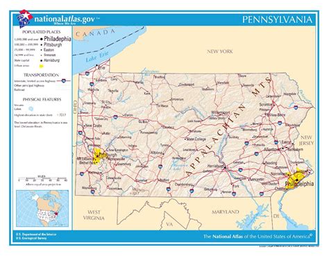 Large Detailed Map Of Pennsylvania State Pennsylvania State Usa