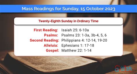 Daily Mass Readings For Sunday October Catholic Gallery