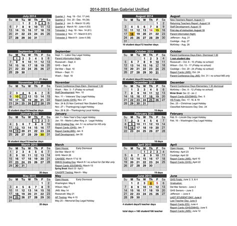 Past School Year Calendars Sgta