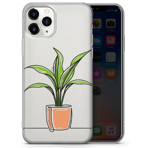 Transparent Plant Phone Case For Iphone 12 11 Pro 5 6 7 8 X Etsy