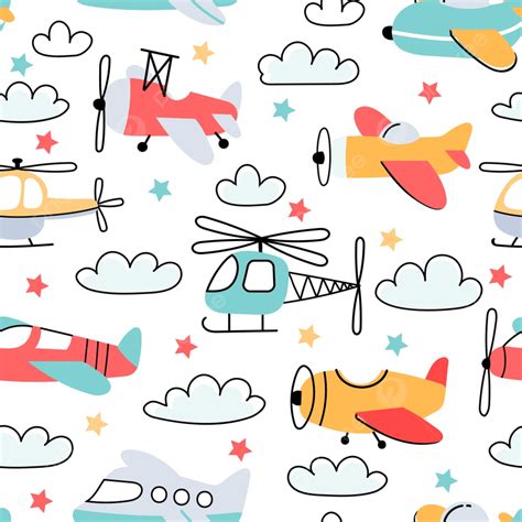 Background Pola Mulus Untuk Anak Laki Laki Dengan Pesawat Dan