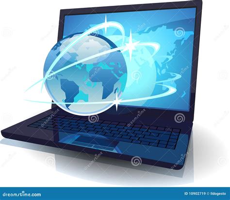 Laptop With Globe And Map Of The World And Orbits Royalty Free Stock