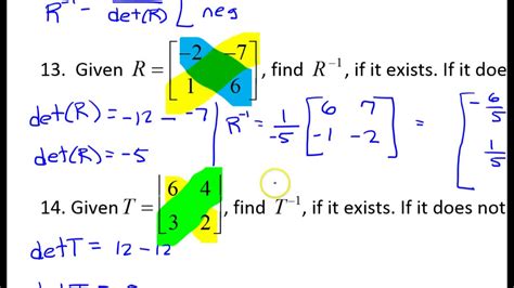 The determinant of a 2 x 2 matrix a, is defined as. Test C (13 to 15) Inverse of a 2x2 Matrix and Determinant ...