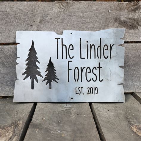 Personalized Metal Cabin Sign Mountain Cabin Established Etsy