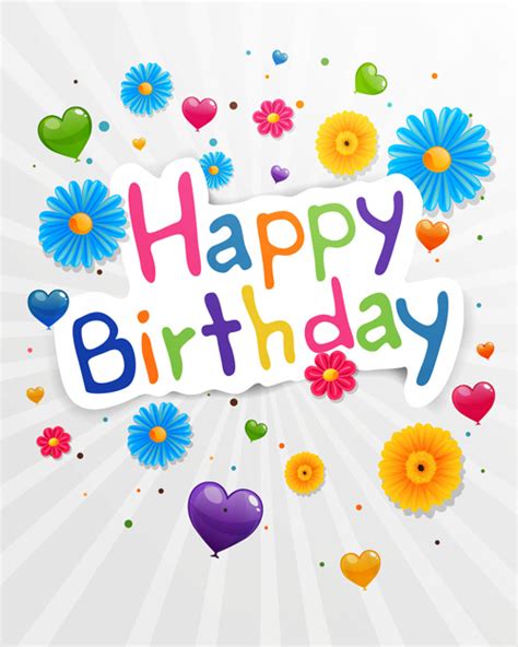 Share the best gifs now >>>. Cute flower with Happy birthday greeting cards vector 03 ...