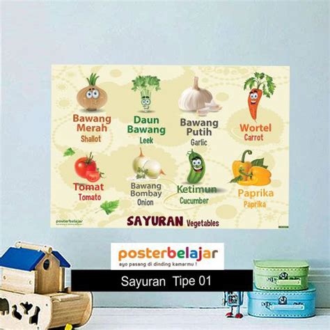 Jual Tipe Posbel Poster Pendidikan Mengenal Jenis Nama Sayuran