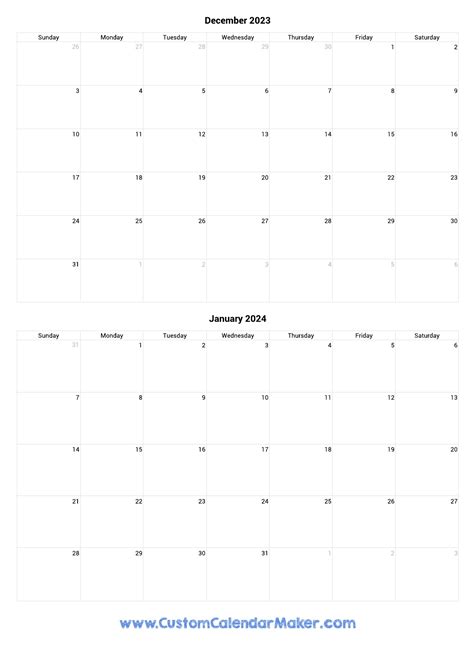 Calendar For December 2024 And January 2024 Free Printable Printable