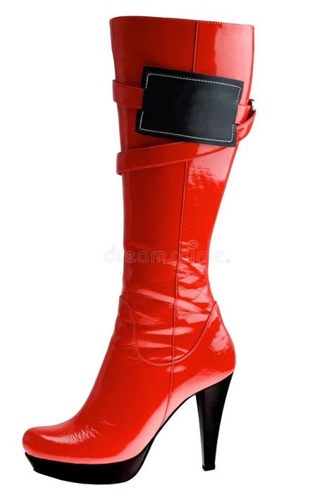 Red Boots Stock Photo Image Of Stylish Patent Fashion 7455628