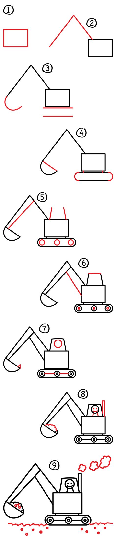 How To Draw An Excavator Art For Kids Hub