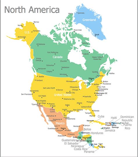North America Map With Capitals Template Geo Map United States Of
