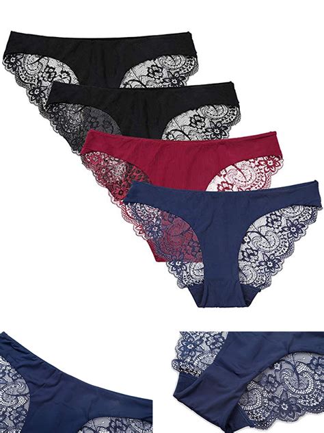 Charmo Womens Lace Back Underwear Bikini Cheeky Tangas Lace Panties 4