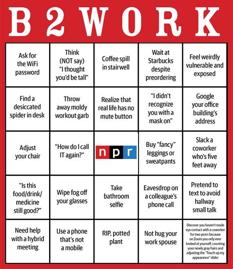 Back To Work Bingo Take These Cards With You And Make The Losers