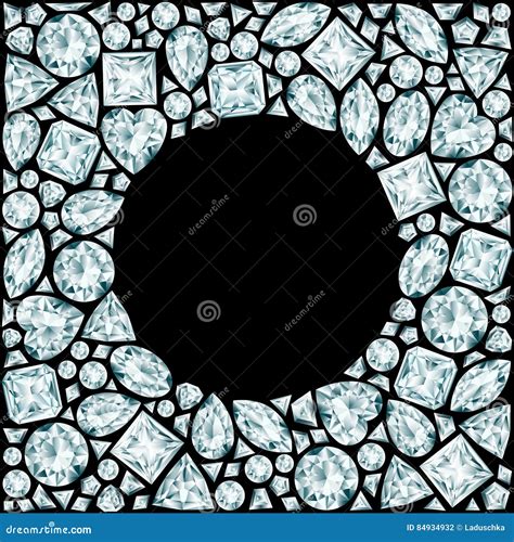 Round Frame Made Of Diamonds Stock Vector Illustration Of Stone
