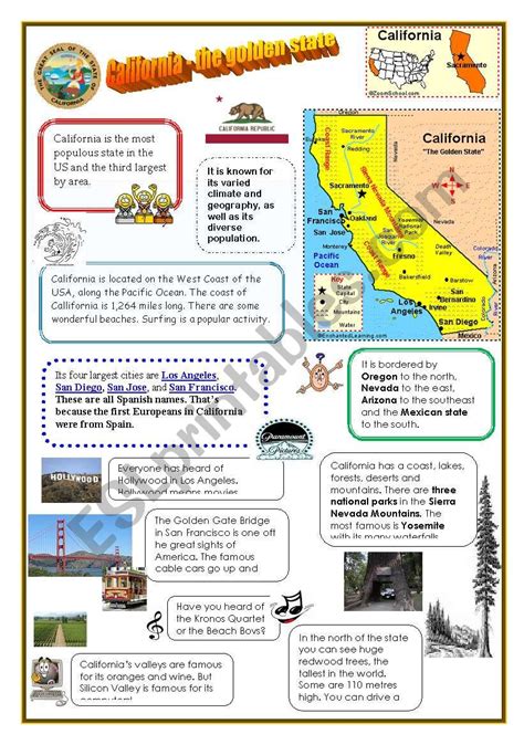 California The Golden State Esl Worksheet By Fixi01