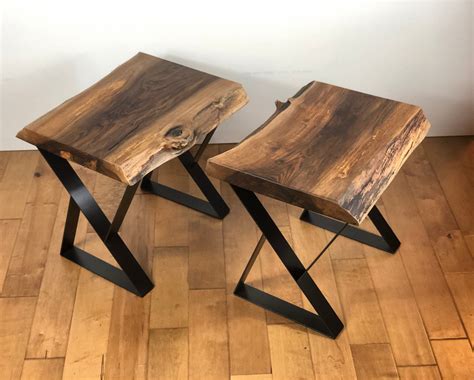 In Stock Live Edge Walnut End Tables Set Of 2 Rustic Side Tables Modern End Table English