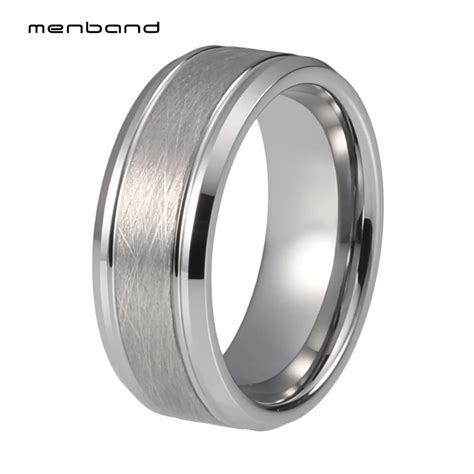 Cool Rings For Men Silver Tungsten Rings With Special Brush Finish And