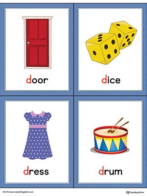 7 letter words from d. Letter D Words and Pictures Printable Cards: Door, Dice ...