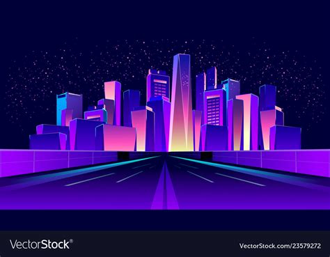 Abstract Neon City Royalty Free Vector Image Vectorstock