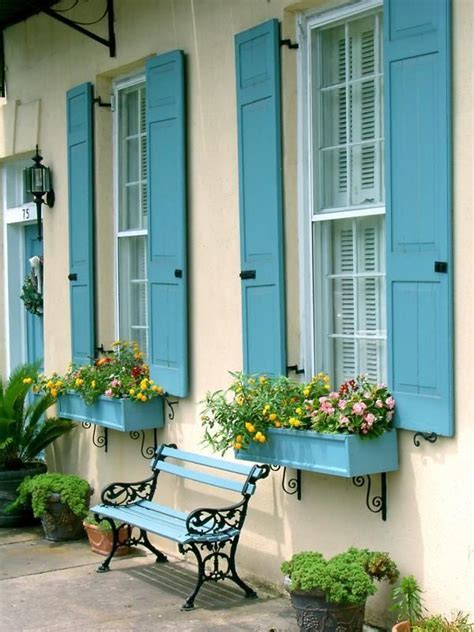 French Blue Exterior House Colors Shutters Exterior Window Shutters