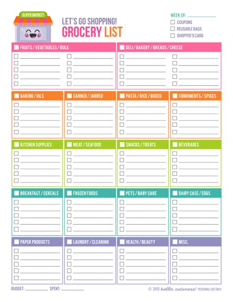 Grocery List Templates Free Printable Word Excel Pdf Formats Samples Examples