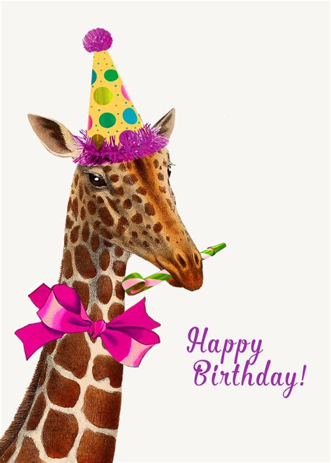Happy Birthday Giraffe 5 X 7 Greeting Card P Flynn Design