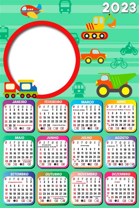 A Calendar For The Year 2013 With Trucks And Cars On It As Well As A Red