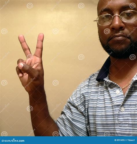 African American Man Gesturing A Peace Sign2 Stock Image Image Of