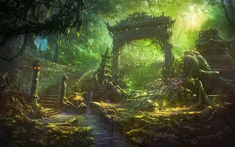 1920x1200 Fantasy Art Asian Architecture Wallpaper Coolwallpapersme