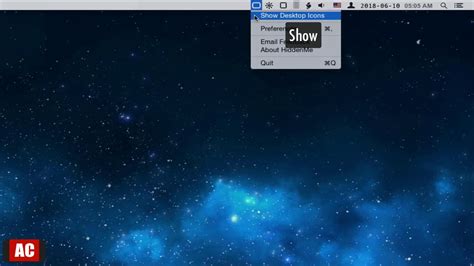 Hideshow Desktop Icons With A Single Click On Mac Hiddenme Youtube