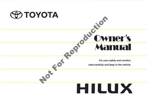 2011 Toyota Hilux Owners Manual Pdf Manual Directory